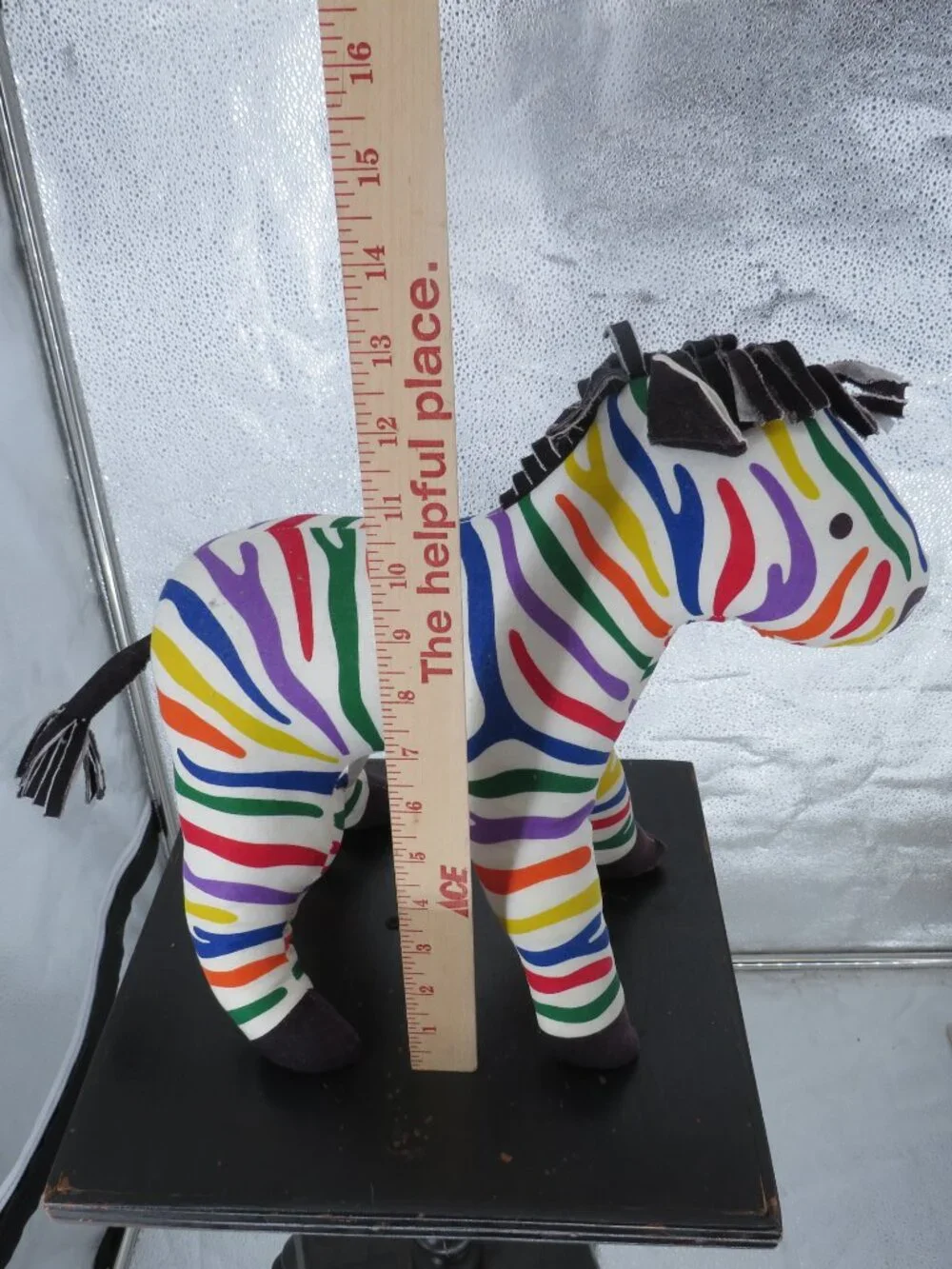 Handmade Rainbow Zebra Plush Stuffed Animal Multicolor Toy Medium 12 Inch Vntg